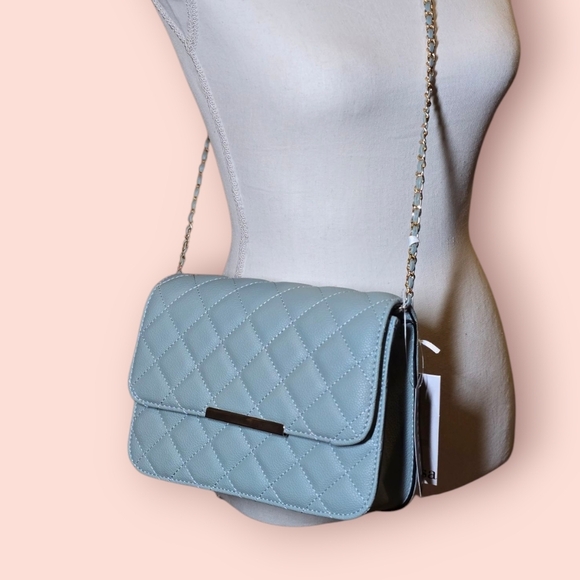 Powder Blue Quilted Women's Bag Set Includes 2 Bags - Picture 2 of 12